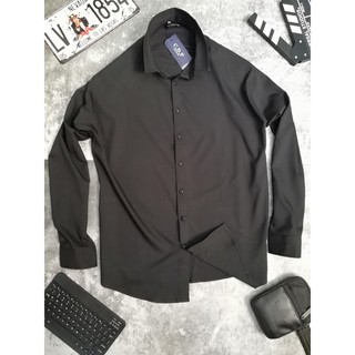 [SƠ MI BIGSIZE] Áo sơ mi nam màu đen trơn bigsize dài tay cao cấp