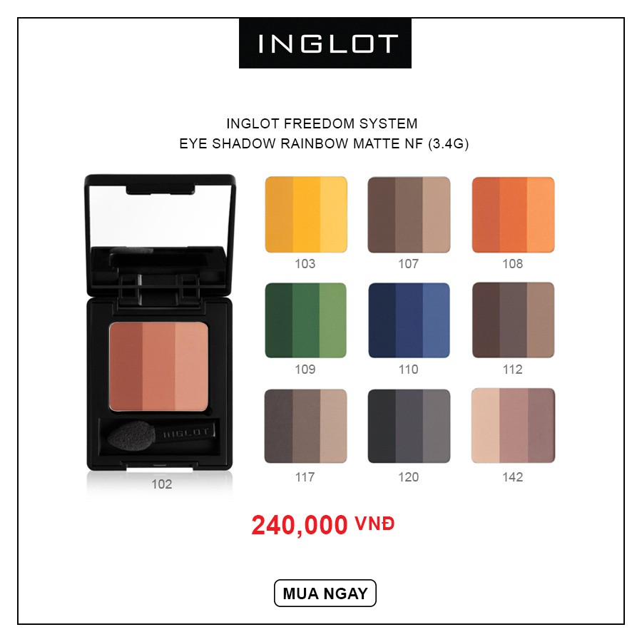 INGLOT - Bộ phấn mắt trang điểm tone màu cam nâu