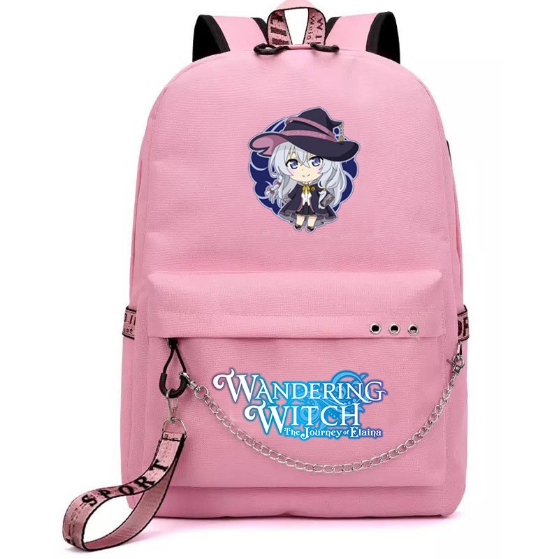 Balo thông minh đen hồng in hình HÀNH TRÌNH CỦA ELENA chibi anime cặp sách đi học