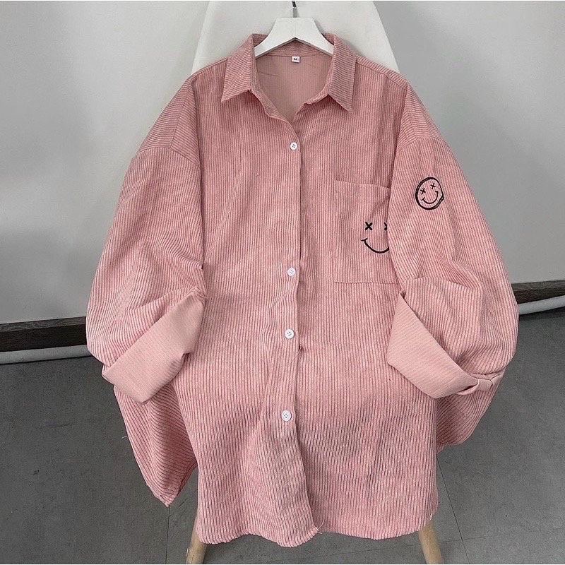 SƠMI NHUNG TĂM VINTAGE MẶT CƯỜI