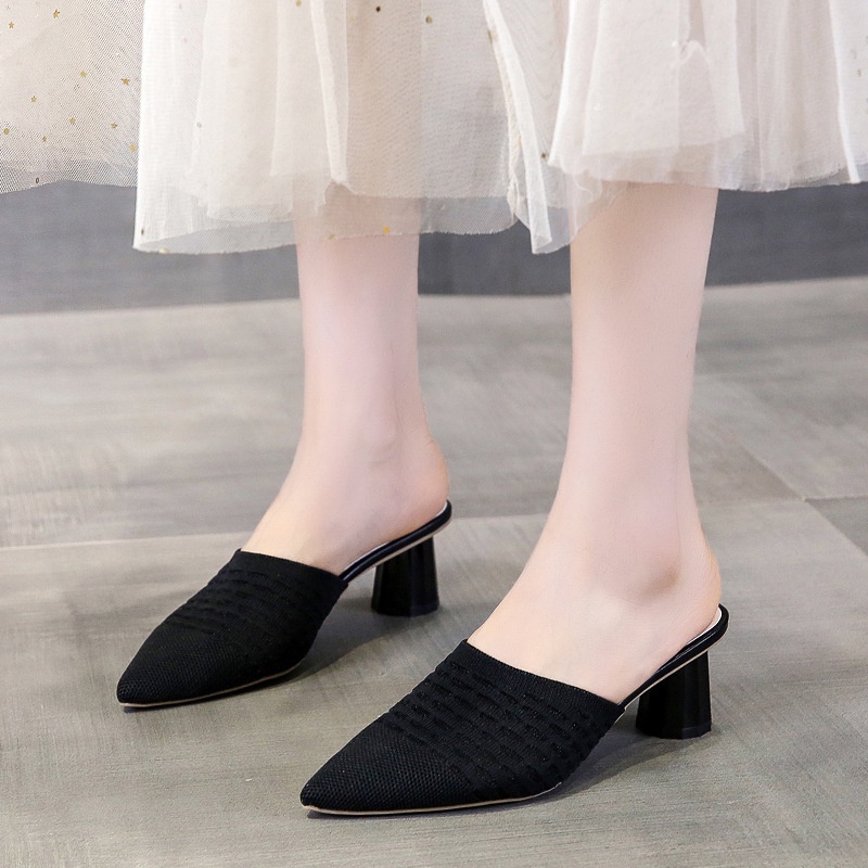 Giày Cao Gót Sandal Nữ Xăng đan 6cm Mũi Nhọn Thời Trang Mùa Hè