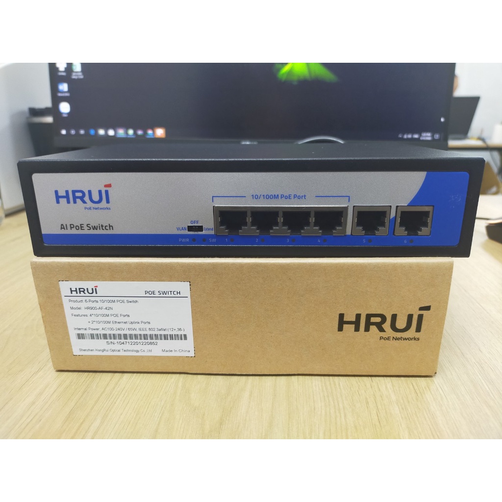 {Chính Hãng}Thiết bị chuyển mạch Switch POE Hrui 4 Port HR900-AF-42N