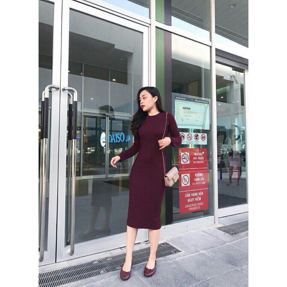 Đầm body nữ Shynstores - đầm body len tăm dài tay cao cấp nhiều màu freeship | BigBuy360 - bigbuy360.vn