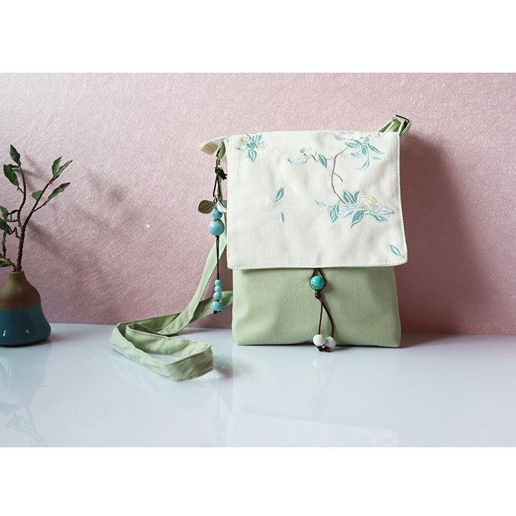 Túi vải đeo chéo họa tiết thêu xinh xắn