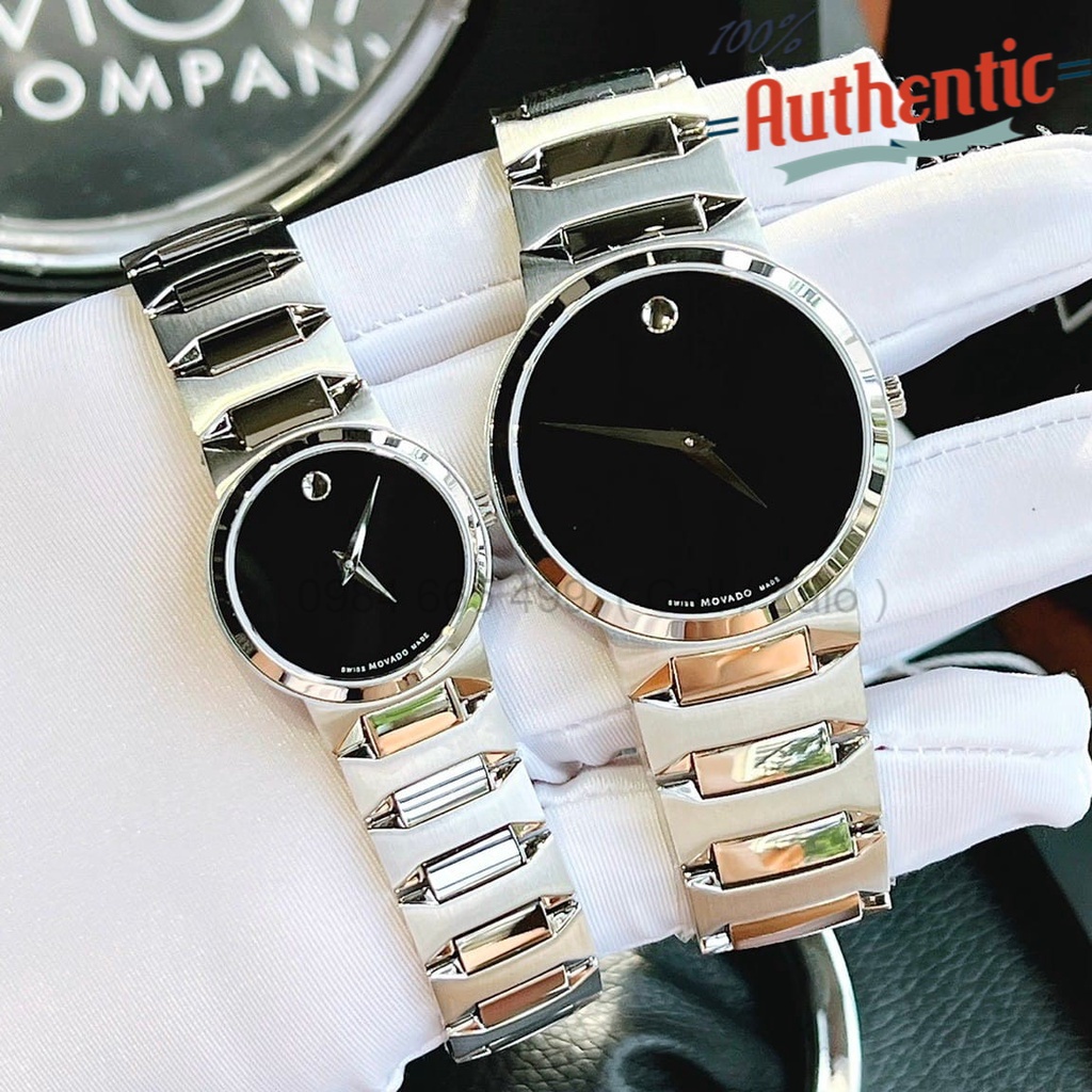 Đồng Hồ Nam & Nữ Movado Temo Quartz Black 0607292 & 0607295 case 38mm & 26mm