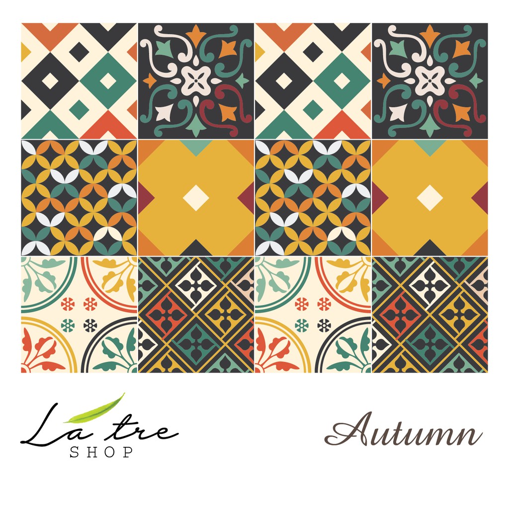 Decal gạch bông chịu nhiệt dán bếp tường nhà tắm dễ lau chùi đề can loại 1 -Autumn 0014