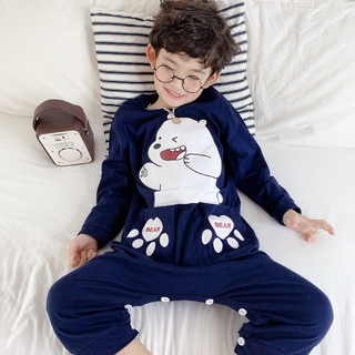 Bộ đồ ngủ liền thân cotton dài tay xinh xắn dành cho bé