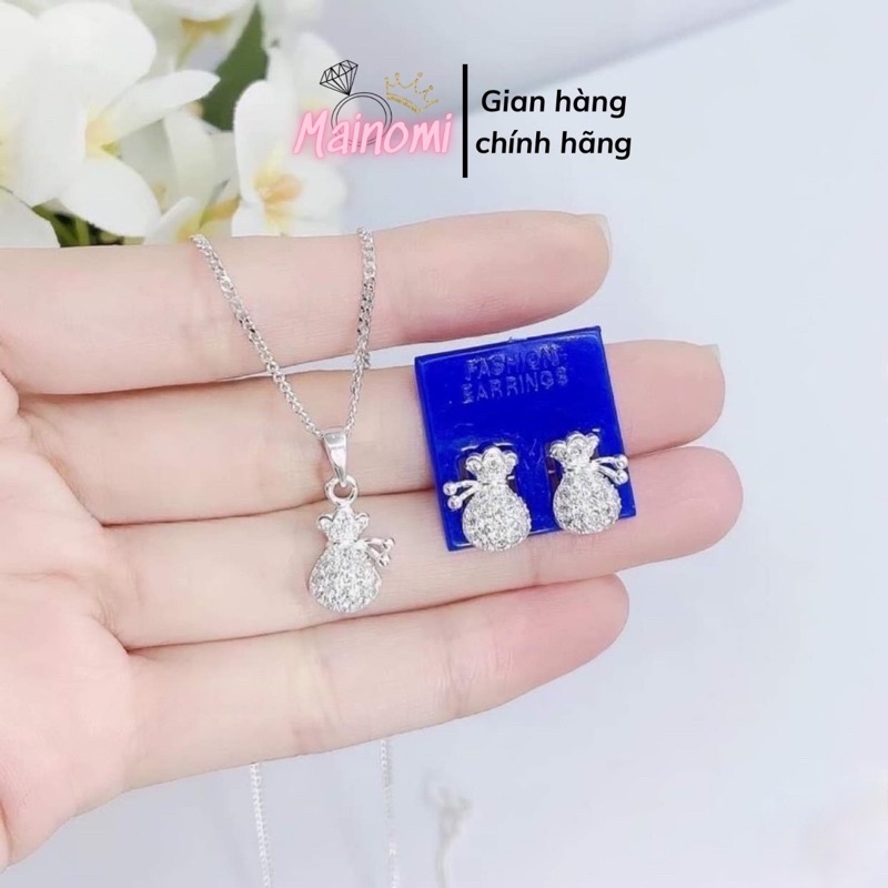Set Bạc túi tiền xinh, gắn đá lấp lánh may mắn tài lộc Mainomi Shop Bạc Xinh
