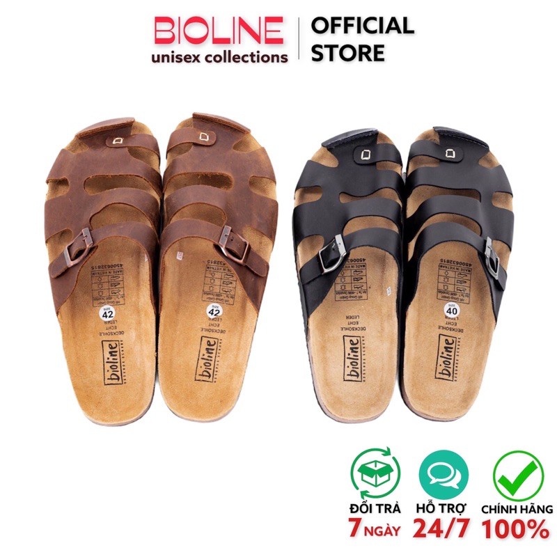 [DÉP DA BÒ] Dép rọ birken da bò thật đế bằng dành cho nam nữ - Bioline Official