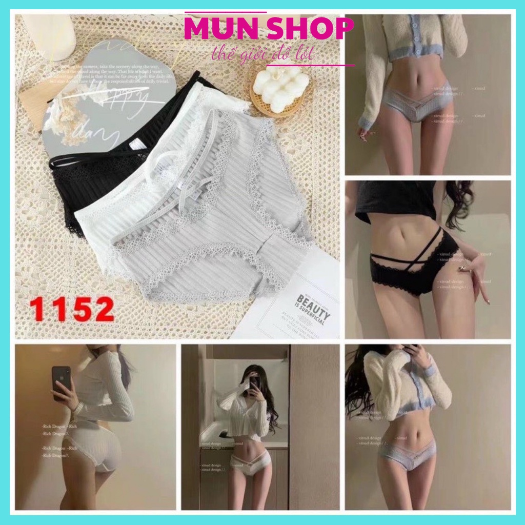 QUẦN LÓT COTTON VIỀN REN❤DÂY CHÉO 1152