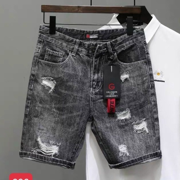 quần short jean nam đen xanh khóa kéo lệch thêu logo nhiều mẫu mới hot nhất,vải jean dày mềm kiểu dáng trẻ trung