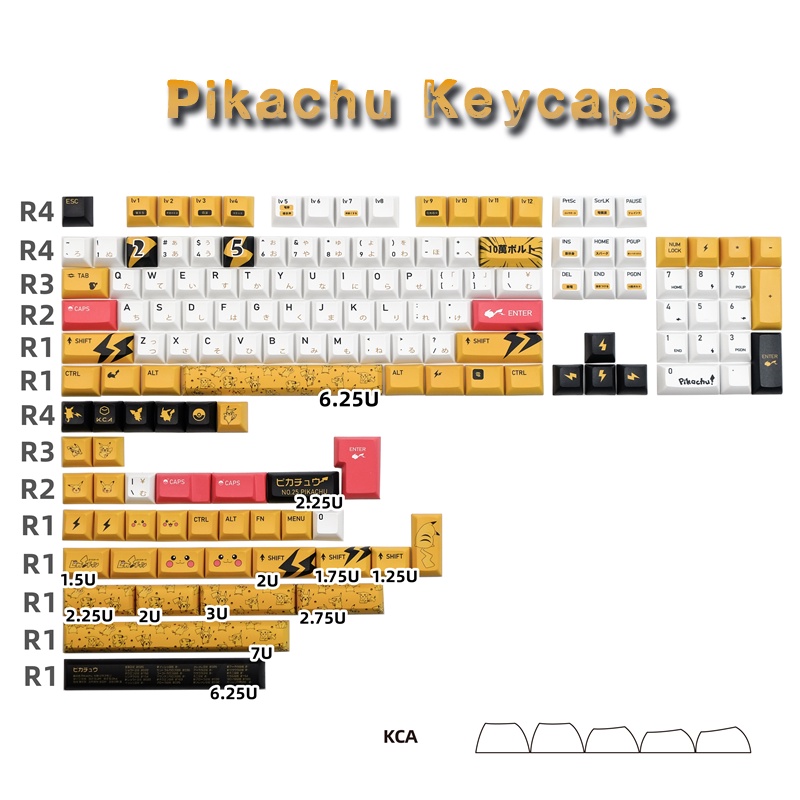 Bộ Phím Rời PBT Hình Pokemon Pikachu Cho Bàn Phím Cơ