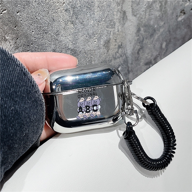 Vỏ tpu Mạ Điện Họa Tiết Hoạt Hình Có Dây Đeo Bảo Vệ Hộp Sạc Tai Nghe airpods 2 / 3 Ốp