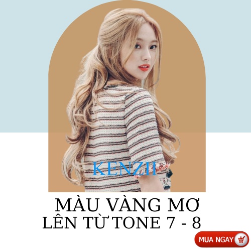 Thuốc Nhuộm Tóc Màu Vàng Mơ  Tặng Trợ Nhuộm  Kenzii Lên Từ Tone 7 -  8 ( Thuốc Nhuộm Tóc Vàng )