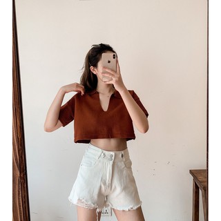 Áo croptop cổ V len tăm cộc tay A1778 SUSTORE