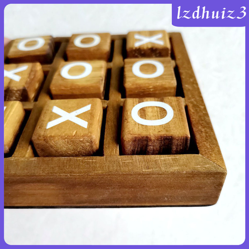 Gemgem Loey Wooden Tic Tac Toe/ Noughts and Crosses Game Unique Handmade Quality Wood Family Board Games