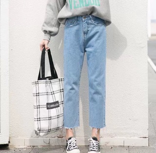 Quần bò ống suông cắt gấu ( Có Sẵn SiZe 28)