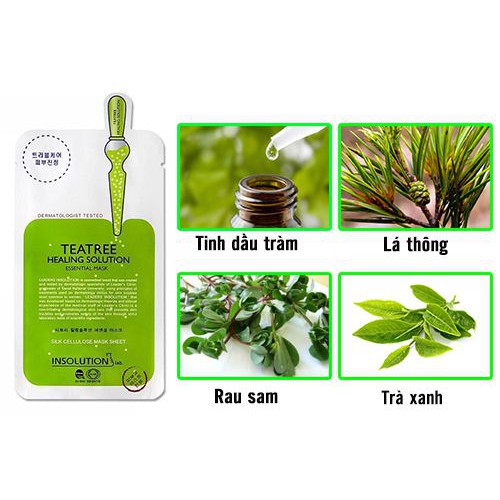 Mặt nạ dưỡng da giảm mụn chiết xuất trà xanh Mediheal Teatree Healing solution Essential Mask 25ml