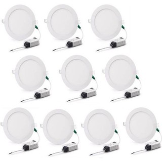 Combo 10 đèn led LED panel âm trần 6W siêu mỏng lỗ khoét 100 mm ánh sáng trắng, vàng