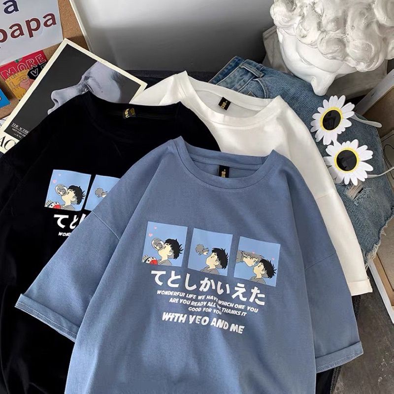 Áo thun tay lỡ nam nữ, áo phông unisex form rộng chất cotton mát mịn thấm hút mồ hôi in hình Cậu Bé