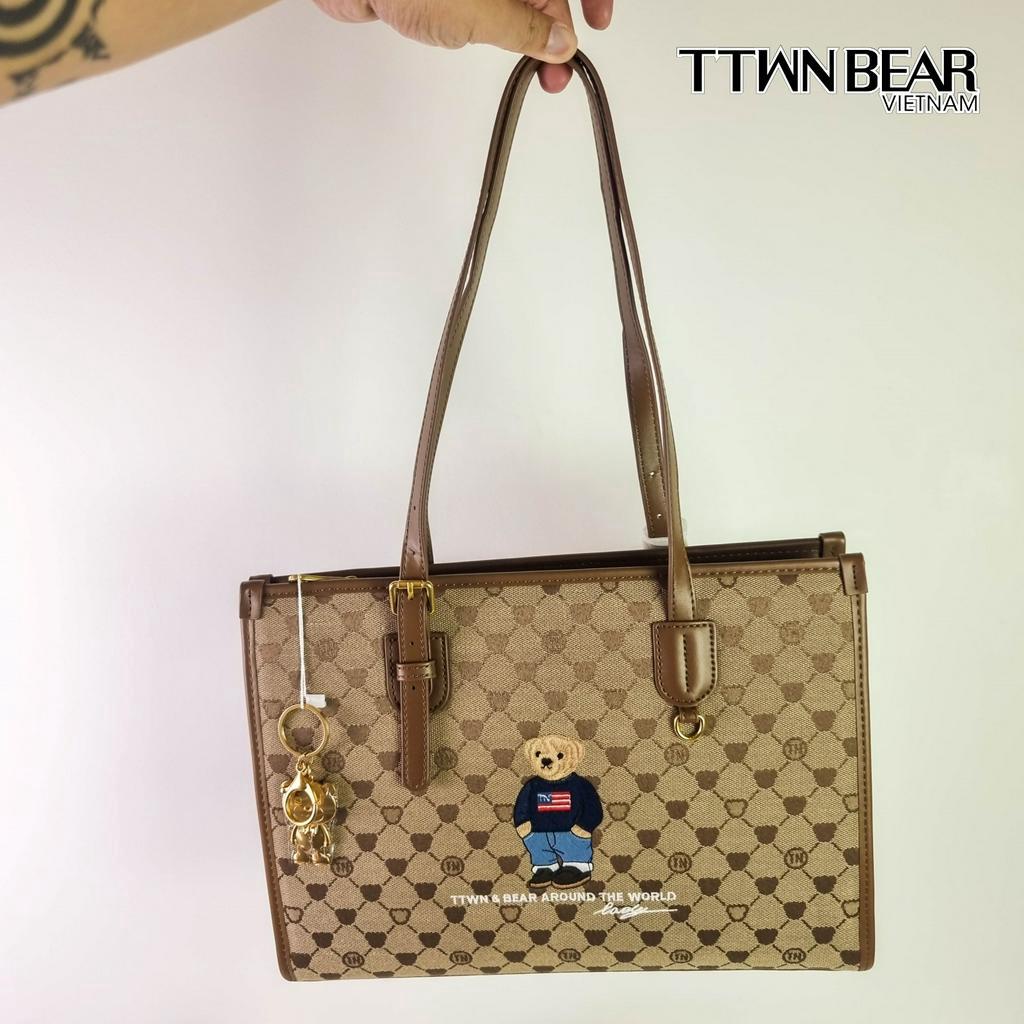 Túi tote TN3079 da thời trang công sở charm gấu TTWN BEAR
