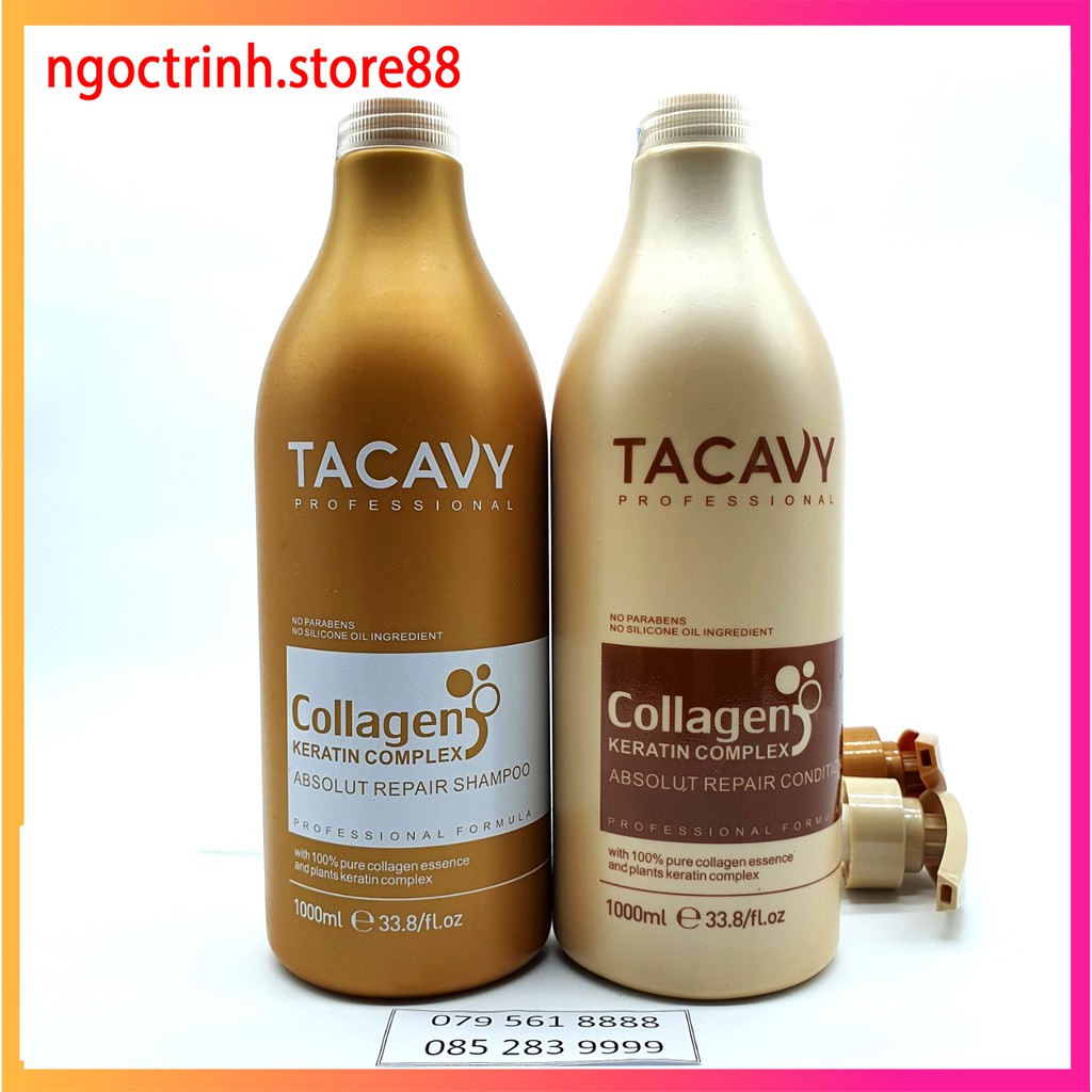 Dầu Gội collagen chống gẫy rụng kích thích mọc tóc phục hồi tái tạo biểu bì tóc, cặpTACAVY COLLAGEN 1000ml chính hãng | BigBuy360 - bigbuy360.vn