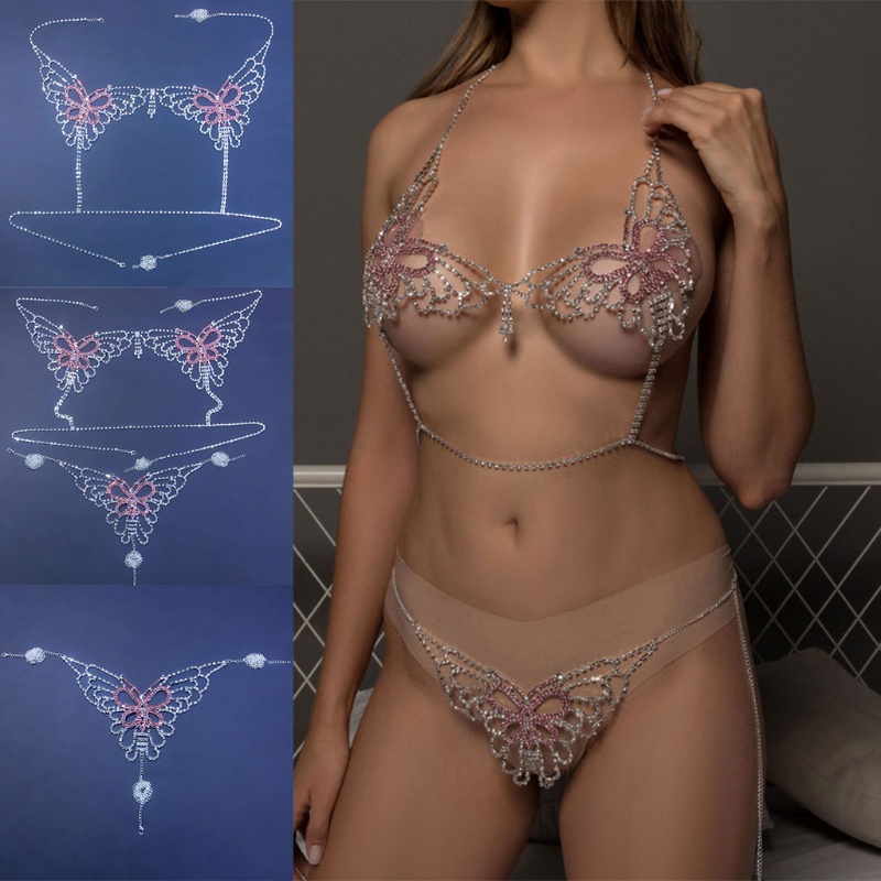 Bộ Bikini Mắt Xích Đính Đá Hình Bướm Thời Trang Cho Nữ YOUYO