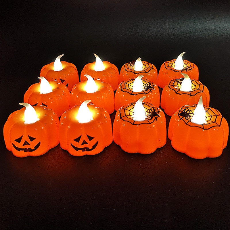 Đèn LED Hình Nến Đầu Lâu Bí Ngô Trang Trí halloween