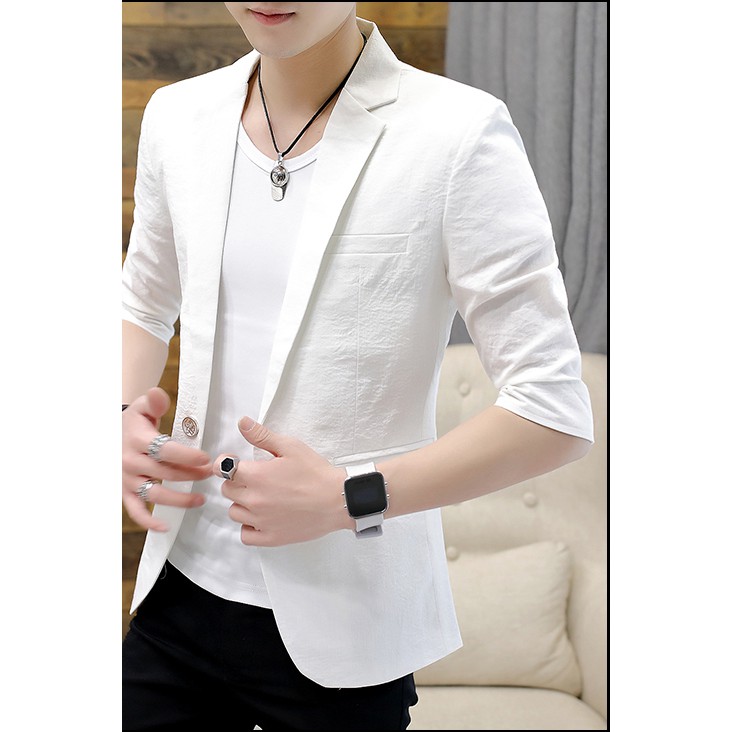 Vest nam,Áo Vest Nam Cổ Đức tay lỡ đơn điệu, 1 cúc cao cấp  chuẩn form lịch lãm H48