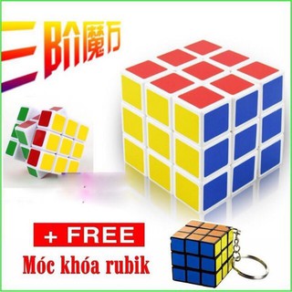 Rubik đẹp, xoay trơn, không rít, độ bền cao, Rubik 3x3 Tặng kèm móc khóa