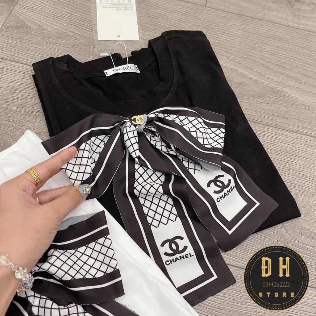 Áo Phông Áo Thun Nữ Có Đính Nơ Cổ Chất Liệu Cotton Fom Rộng Giấu Quần Hàng Quảng Châu Cao Cấp . | BigBuy360 - bigbuy360.vn