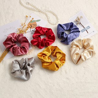 Cột tóc Scrunchies vải phi bóng nhiều màu