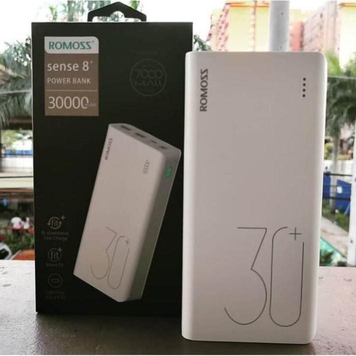 Sạc Dự Phòng Romoss Sense 8 Plus 30000mah Quick Charge 3.0 PD 18W 3 Cổng Sạc Vào - BH 1 Năm | Romoss Sense 8+