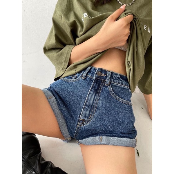 Quần Short Jeans Lưng Cao Xuất Xịn Chất Jean Cotton Siêu Xinh