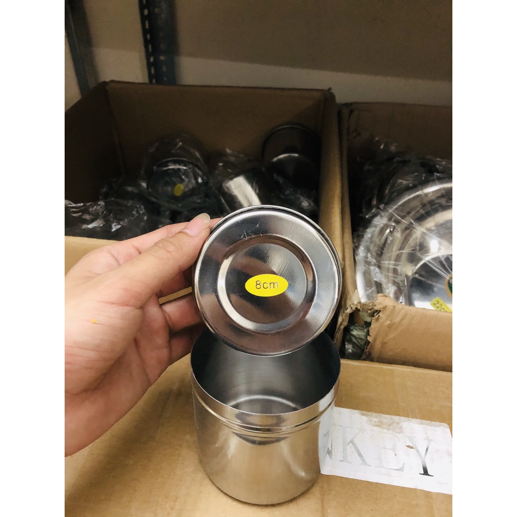 Hũ đựng bông inox dùng đựng bông 6 x 8 cm, dụng cụ phun xăm, dụng cụ y tế