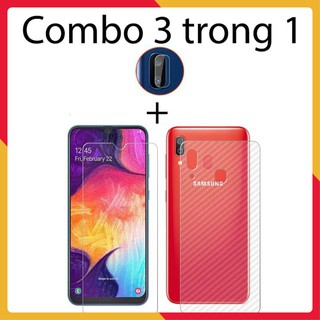 Combo cường lực dẻo Samsung A30, 2 decal carbon và 4 miếng dán camera
