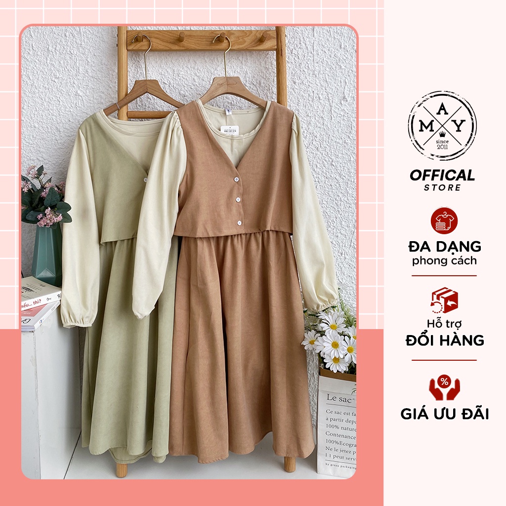 Set Váy Nữ Dài Tay Mùa Thu Đông MAY.SINCE2011 Thiết Kế Dáng Ôm Trên Vạt Váy Xòe Chất Liệu Vải Thoáng Mát MAN01-0086 | BigBuy360 - bigbuy360.vn