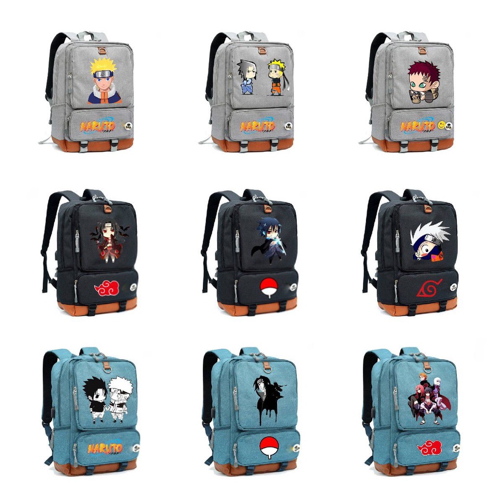 Ba Lô Cỡ Lớn Có Khóa Kéo In Họa Tiết Hoạt Hình Naruto Kakashi Sasuke Uchiha Itachi Độc Đáo Thời Trang
