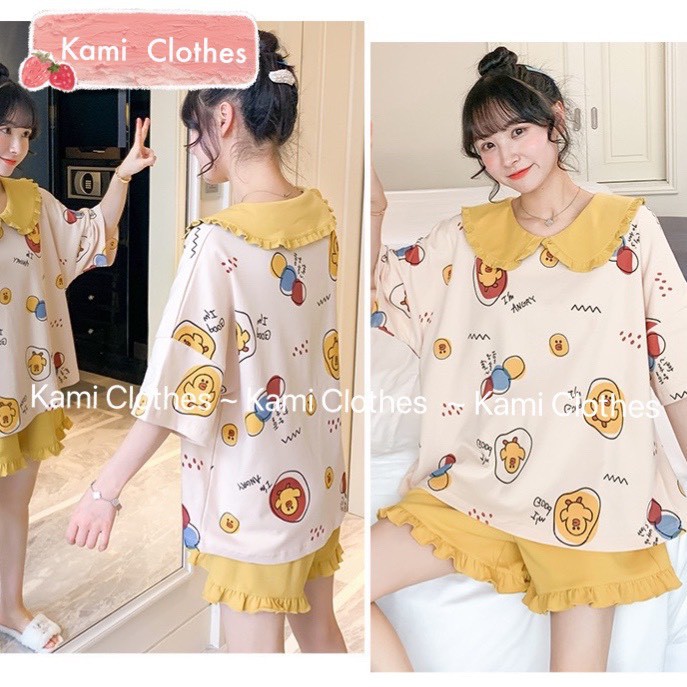 Video/ảnh thật - Bộ đồ ngủ nữ ngắn tay cổ bèo Hàn Quốc, Đồ bộ nữ cộc tay bộ mặc nhà dễ thương - KAMI Clothes | BigBuy360 - bigbuy360.vn