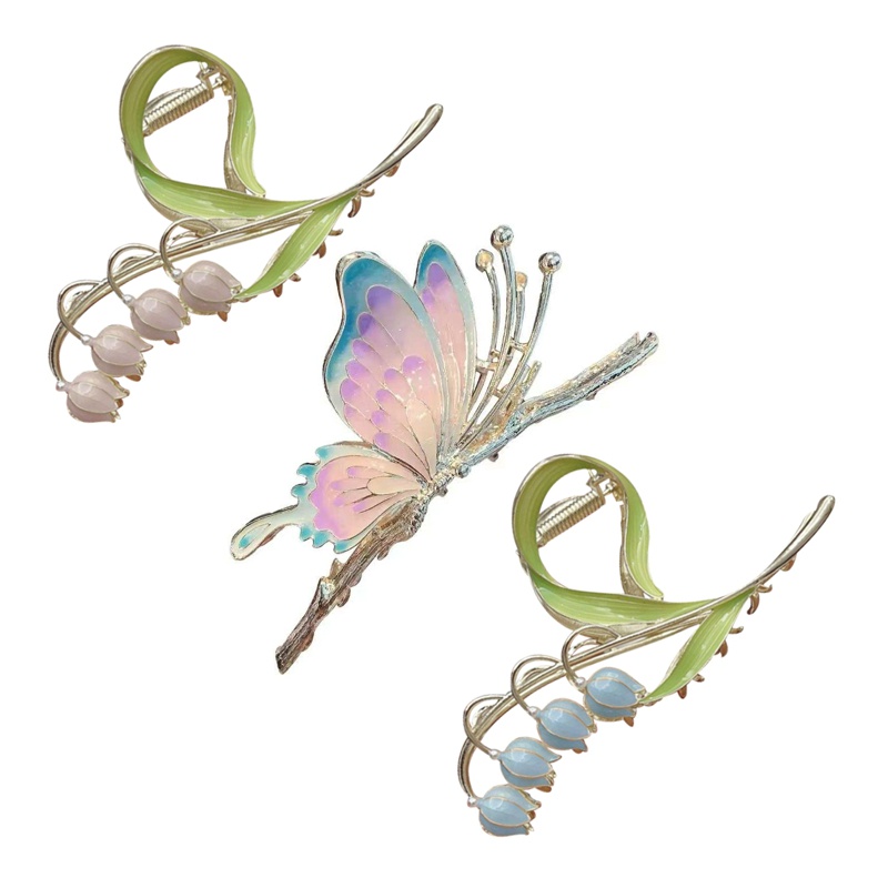 Set 3 Kẹp Tóc Hoa Tulip / Cá Mập / Cá Mập Phong Cách Vintage Ngọt Ngào Cho Nữ