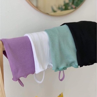 Áo hai dây croptop cuốn biên và dáng dài đen trắng basic