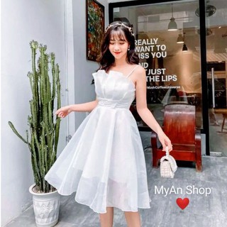 🌈váy trắng công chúa sếp ngực 2 dây -ảnh thật🍀