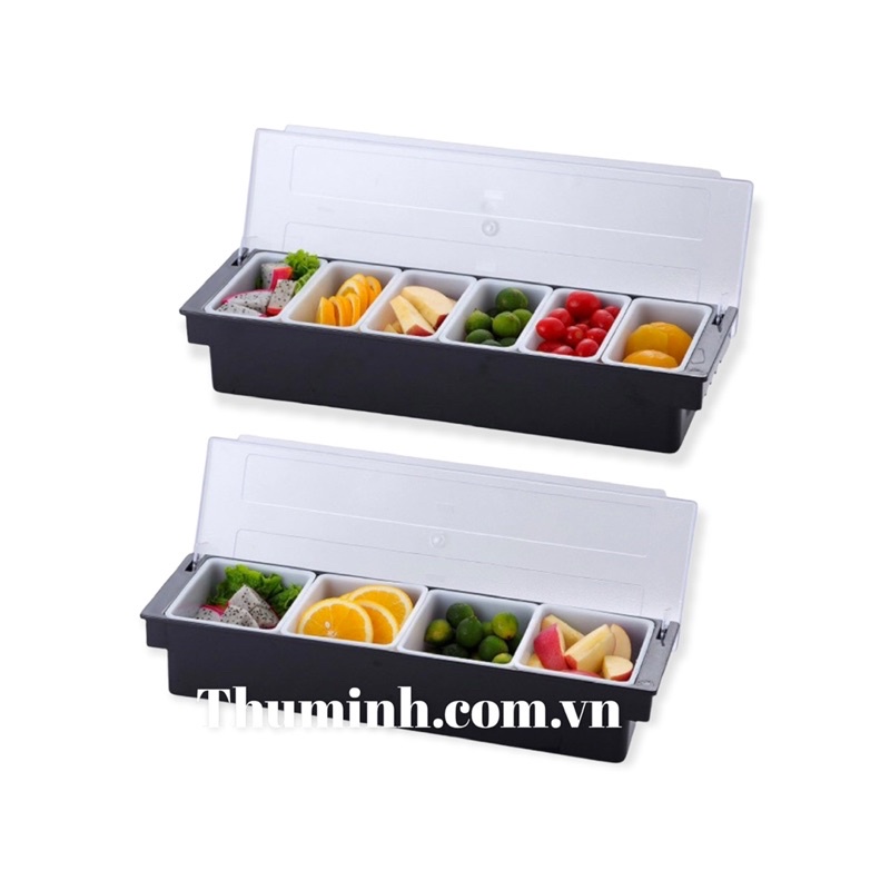 Khay Đựng Topping, Đựng Thạch, Đựng Trái Cây Nhựa Cao Cấp 4-5 -6 Ngăn