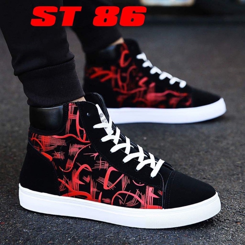 ✇♗✿Giày cao cổ nam 2 màu đỏ đen ST