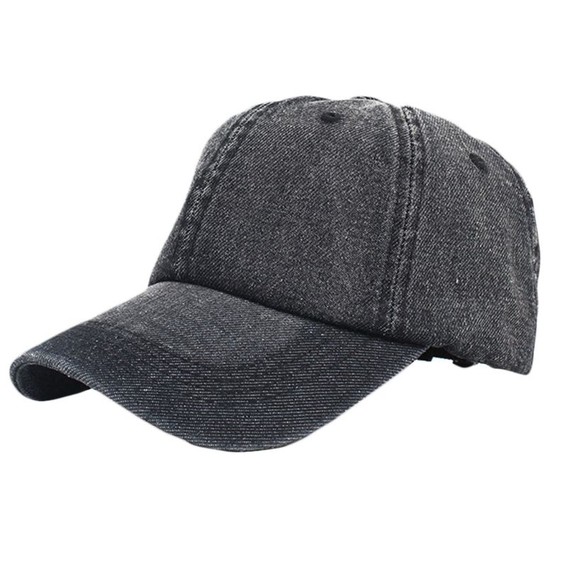 Mũ Lưỡi Trai Denim Màu Trơn Phong Cách Vintage Dành Cho Nam Và Nữ
