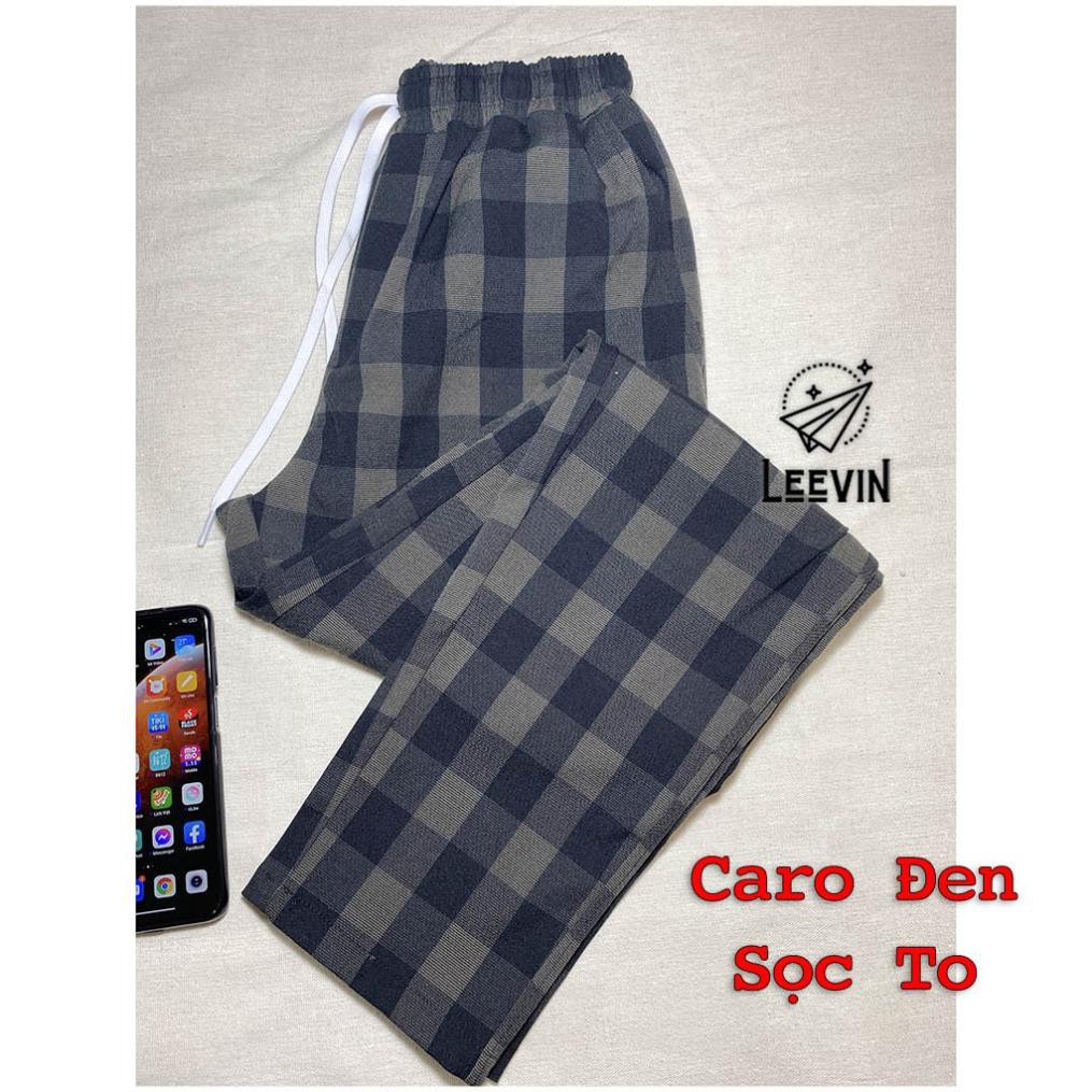 Quần Baggy Nam Nữ Kẻ Caro PLAID Ống Suông Unisex - Kiểu quần baggy nữ vải Plaid kẻ caro dáng suông rộng Leevin Store !