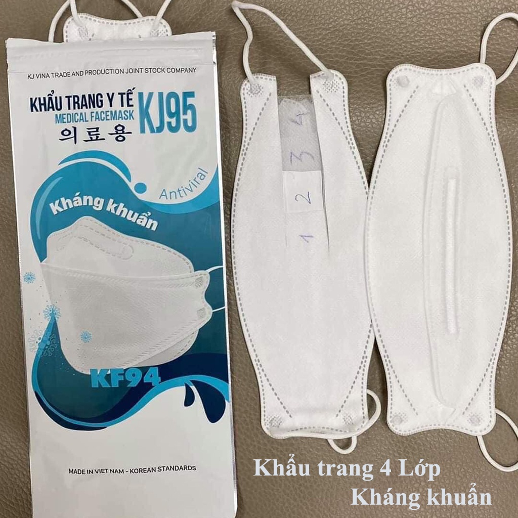 Khẩu Trang Y Tế 4 Lớp KF94 Hàn Quốc KJ95 [ 1 HỘP 4 TÚI / 20 CHIẾC ]  Ngăn bụi mịn - Chống nước