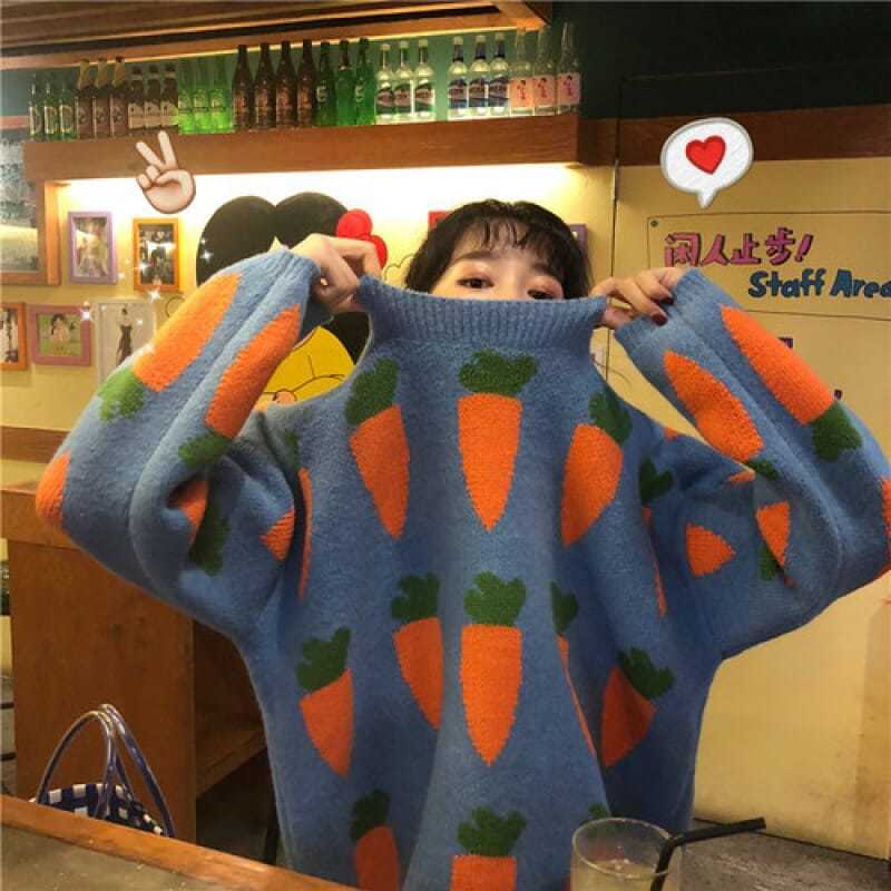 Áo Len Nữ New Student Casual Thickening Christmas Knitted Korean Loose Long-sleeved Sweater Women