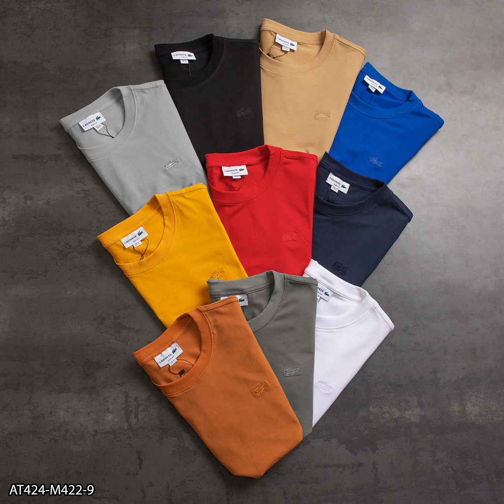 Áo thun thêu logo nổi cùng màu áo 100% Cotton AT424 - áo thun nam VNXK