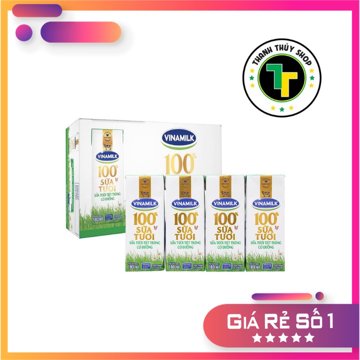 Combo 48 hộp - Thùng sữa tươi Vinamilk 100% nhiều vị chọn lựa date luôn mới loại 180ml